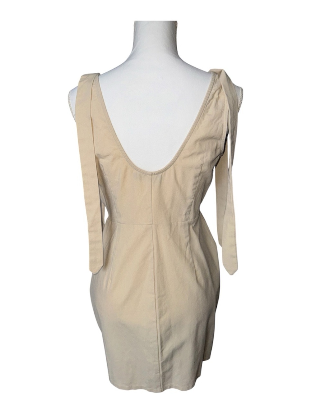 Stone Button Up Tie Strap Detail Shift Dress - Picture 4 of 5